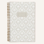 Palm Damask Personalized Notebook | Linen Beige Notitieboek (Voorkant)