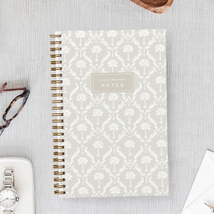 Palm Damask Persoonlijk Notitieboek Linnen Beige