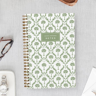 Palm Damask Persoonlijk Notitieboek Salie Groen