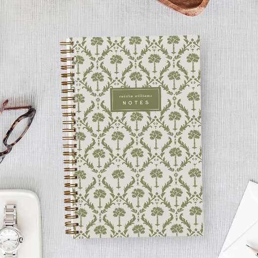 Palm Damast gepersonaliseerd notitieboek | Heritag