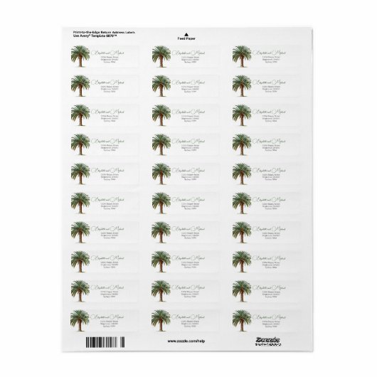 Palm Date Tree Elegant Modern Chic Etiket (Full Sheet)
