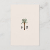 Palm Elegant Tropical Monogram Wedding Details Informatiekaartje (Achterkant)