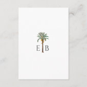 Palm Elegant Tropical Monogram Wedding Details Informatiekaartje (Achterkant)