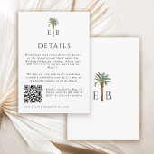 Palm Elegant Tropical Monogram Wedding Details Informatiekaartje
