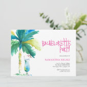 Palm en Cocktail Bachelorette uitnodigingen (Staand voorkant)