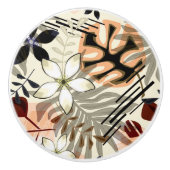 Palm en monstera-bladeren, tropisch keramische knop (Voorkant)