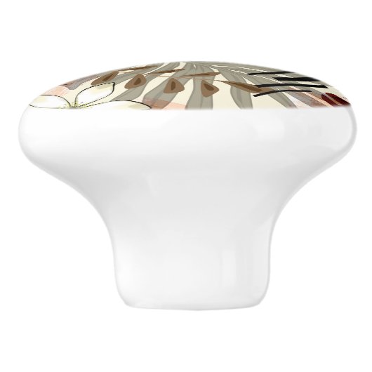 Palm en monstera-bladeren, tropisch keramische knop (Zijkant)