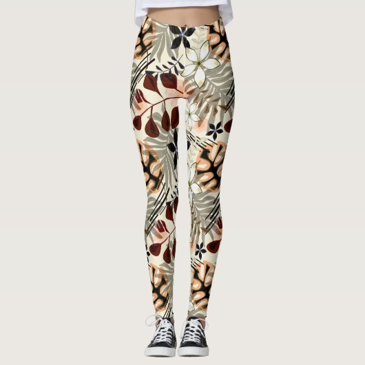 Palm en monstera-bladeren, tropisch leggings (Voorkant)