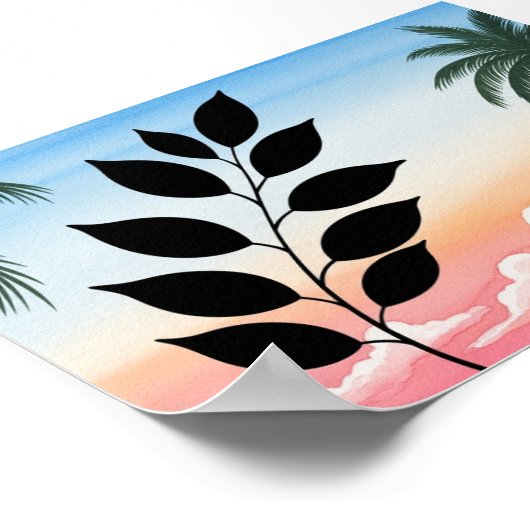 Palm en planten muurkunst poster (Hoek)