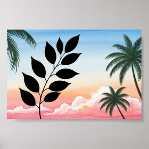 Palm en planten muurkunst poster