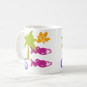 Palm & Fish Blockprint Mok (Voorkant links)