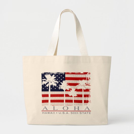 Palm Flag Hawaïaanse vlag strandtas Grote Tote Bag (Voorkant)