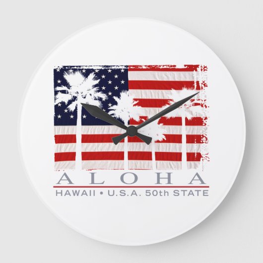 Palm Flag Hawaii Aloha Patriotic Wall klok (Voorkant)