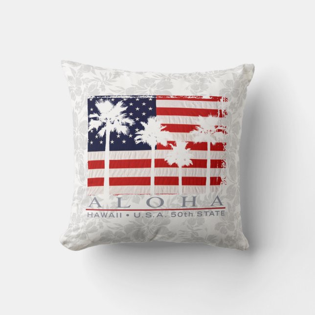 Palm Flag Hawaii Aloha Patriottisch Decoratief Kus Kussen (Voorkant)