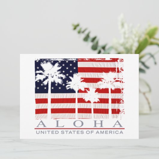 Palm Flag USA Aloha Party Kaart (Staand voorkant)