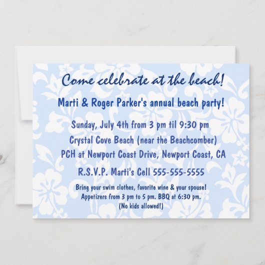 Palm Flag USA Aloha Party Kaart (Achterkant)