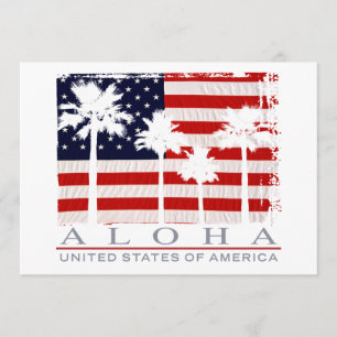 Palm Flag USA Aloha Party Kaart