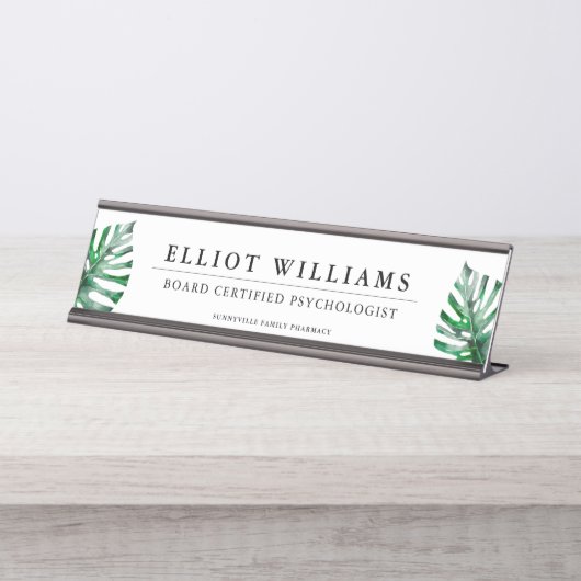 Palm Fonds Professional Personalized White Bureau Naambordje (Voorkant)