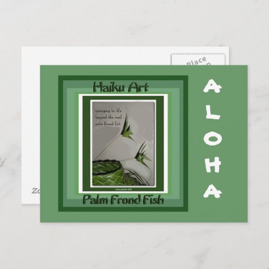 Palm Frond Fish Collectible Haiku Art Briefkaart (Voorkant / Achterkant)