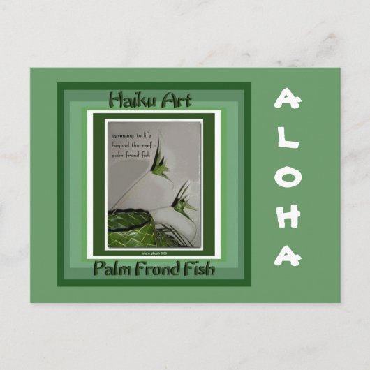 Palm Frond Fish Collectible Haiku Art Briefkaart (Voorkant)