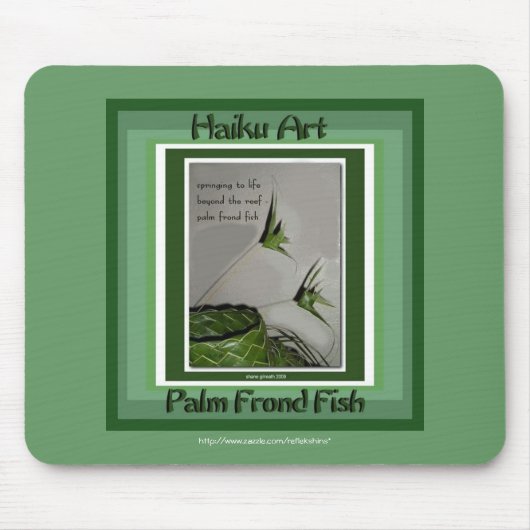 Palm Frond Fish Haiku Art Mousepad Muismat (Voorkant)