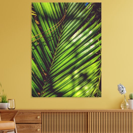 Palm Frond, Pine Needles and Shadows Canvas Print (Insitu (Woonkamer))