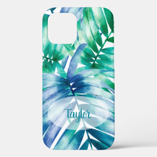 Palm Frond Tropical Pattern Persoonlijke naam Case-Mate iPhone Case (Achterkant)