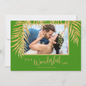 Palm Fronds Green-kerstfoto Feestdagenkaart (Voorkant)