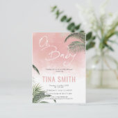 Palm Fronds Hawaiian Tropical Trendy Modern Pink Briefkaart (Staand voorkant)