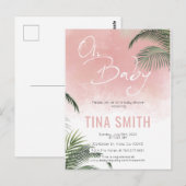 Palm Fronds Hawaiian Tropical Trendy Modern Pink Briefkaart (Voorkant / Achterkant)