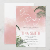 Palm Fronds Hawaiian Tropical Trendy Modern roze Kaart (Voorkant / Achterkant)