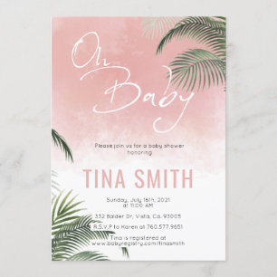 Palm Fronds Hawaiian Tropical Trendy Modern roze Kaart