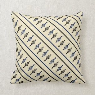 Palm Fronds Patronen naam1 zwart blauw ecru Kussen