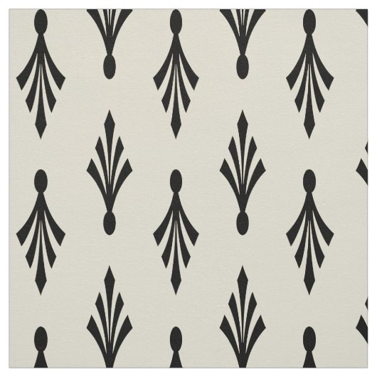 Palm Fronds Pattern zwart op ecru Stof (Swatch)
