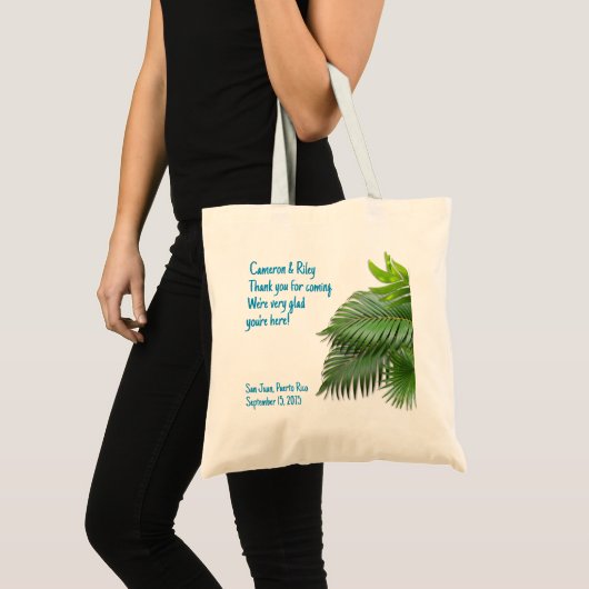 Palm Fronds Tropical Wedding Welcome Tote Bag (Voorkant (product))