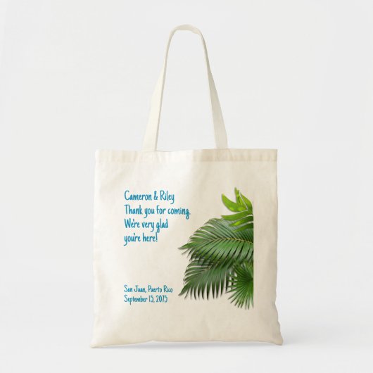 Palm Fronds Tropical Wedding Welcome Tote Bag (Voorkant)