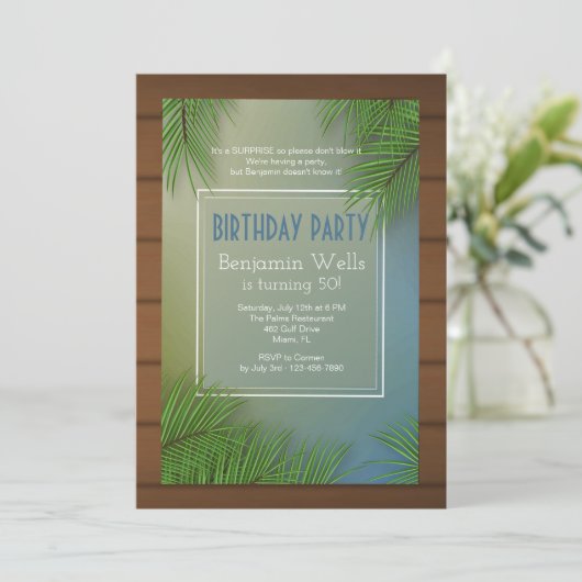 Palm Fronds uitnodiging (Staand voorkant)