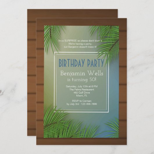 Palm Fronds uitnodiging (Voorkant / Achterkant)