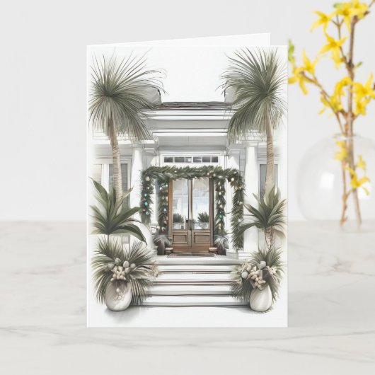 Palm Front Kerstmis Welkom Kaart (Gele Bloem)