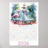 Palm Garden Sereniteit: 2026 Flamingo Kalender Poster (Voorkant)