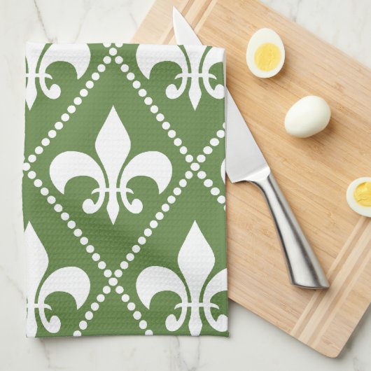 Palm Green Fleur de Lis Theedoek (Quarter Fold)