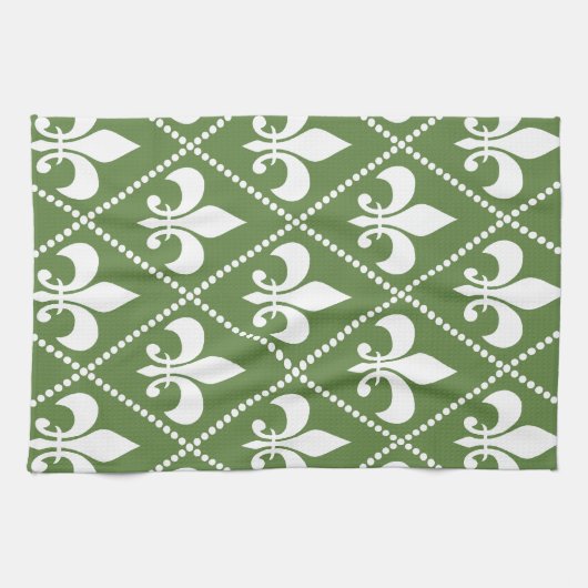 Palm Green Fleur de Lis Theedoek (Horizontaal)