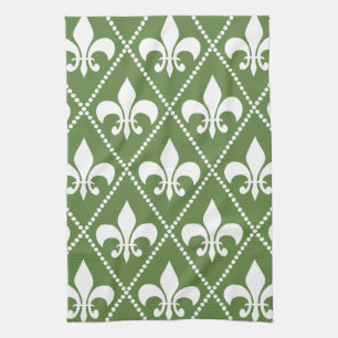 Palm Green Fleur de Lis Theedoek
