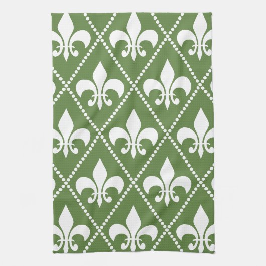 Palm Green Fleur de Lis Theedoek (Verticaal)