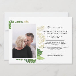 Palm Greenery Virtual Photo Wedding Invitation