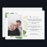 Palm Greenery Virtual Photo Wedding Invitation<br><div class="desc">Een zeer moderne kaart met een handpalmbladervormig lijst in groene en goudkleur. Pas uw foto en persoonlijke gegevens eenvoudig aan voor uw ooit in een virtuele bruiloft in het leven.</div>