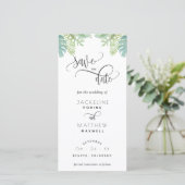 Palm Greenery Wedding Save the Date Bladwijzer (Staand voorkant)