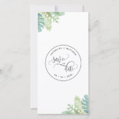 Palm Greenery Wedding Save the Date Bladwijzer (Achterkant)