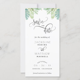 Palm Greenery Wedding Save the Date Bladwijzer