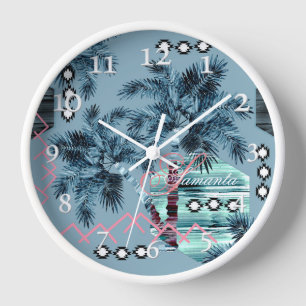 Palm Hawaiian blue monogram gepersonaliseerd